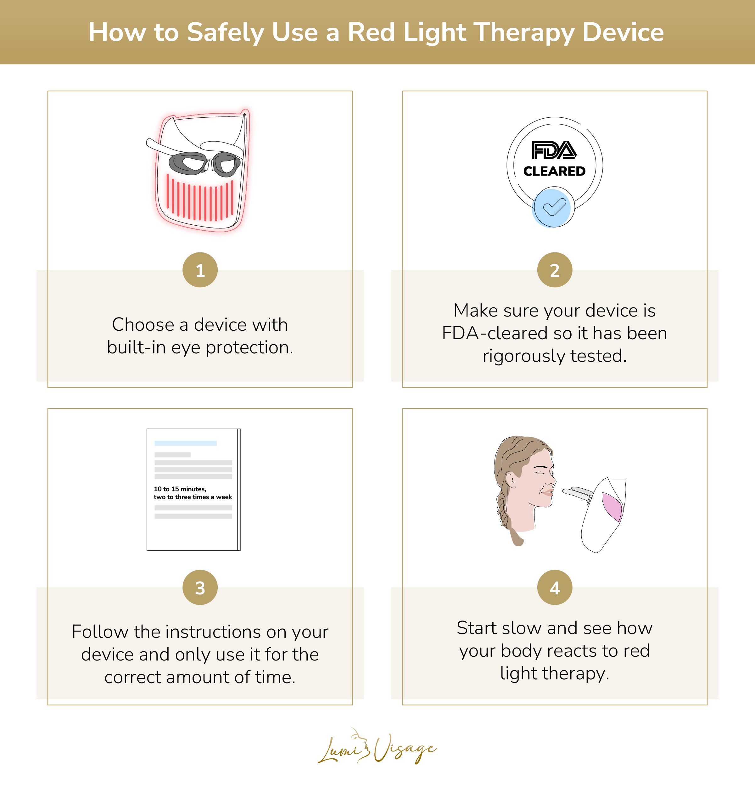 how to safely use a red light therapy device