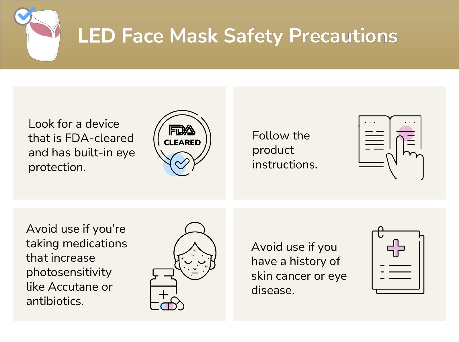 led face mask safety precautions