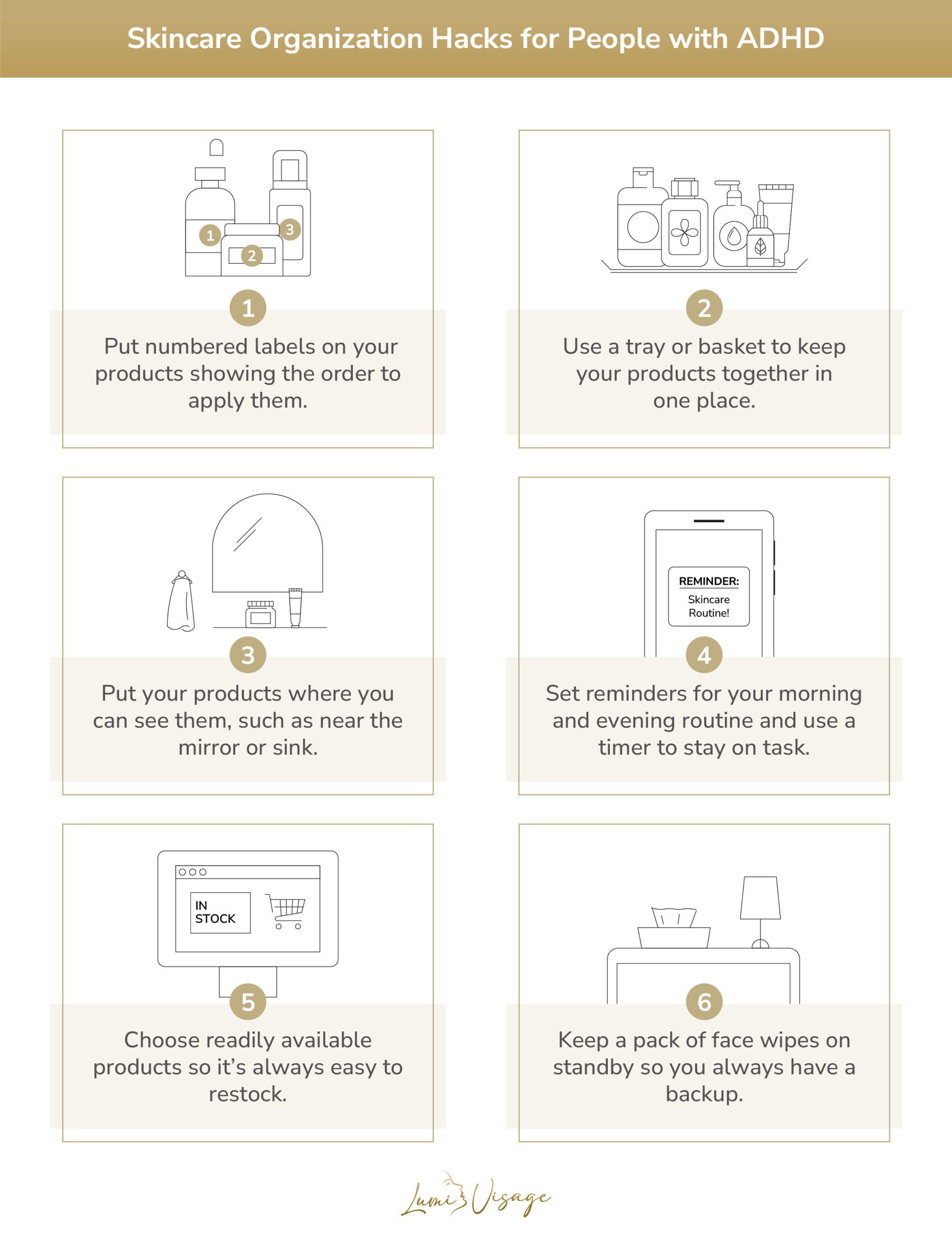 skincare organization hacks for people with ADHD